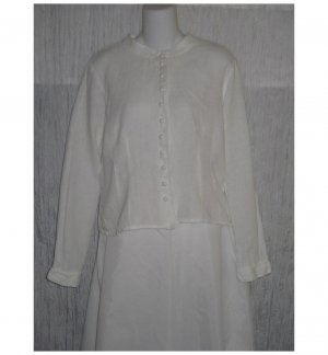 SOLITAIRE White Shapely Linen Button Shirt Top Large L