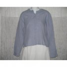 SOLITAIRE Blue Shapely Linen Button Shirt Top Large L