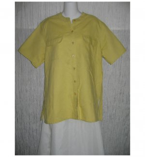 100% Avenue Green Linen & Cotton Button Shirt Tunic Top 14/16