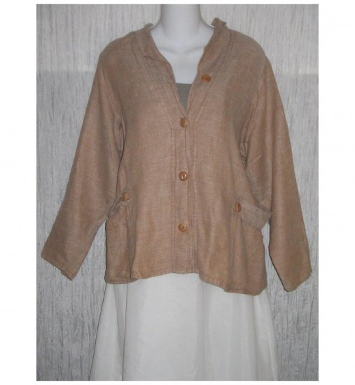 FLAX by Jeanne Engelhart Shapely Linen Button Jacket Petite P