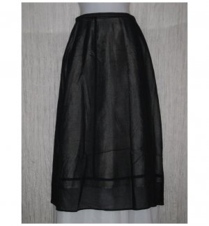 Eddie Bauer Long A-Line Lined Sheer Black Cotton Skirt 8 Petite 8P