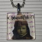 Altered Art to Wear Glass Pendant Necklace Beautiful