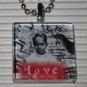 Altered Art to Wear Glass Necklace Love Bird Letters