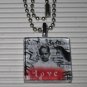 Altered Art to Wear Glass Necklace Love Bird Letters