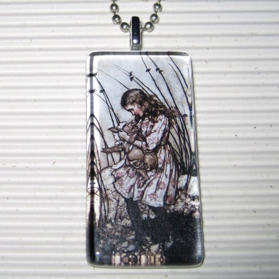 Alice in Wonderland Glass Tile Necklace Pig & Pepper