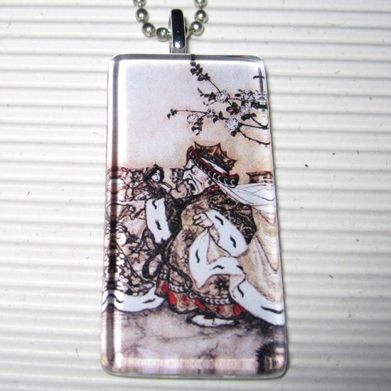 Alice in Wonderland Glass Tile Art Necklace Red Queen