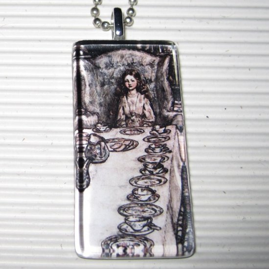 Alice in Wonderland Glass Necklace Tea Party A. Rackham