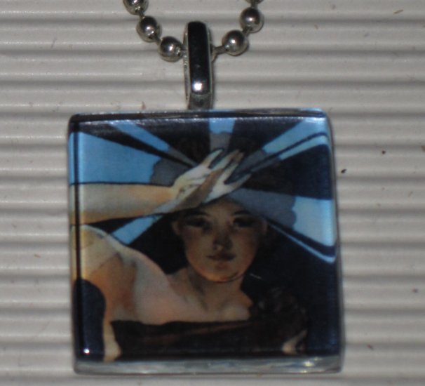 Altered Art Glass Necklace Alphonse Mucha Morning Star