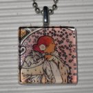 Art Glass Necklace Alphonse Mucha La Dame Aux Camelias
