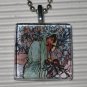 Altered Art Glass Tile Necklace Alphonse Mucha Winter