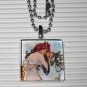 Altered Art Glass Tile Necklace Alphonse Mucha Summer