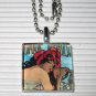 Altered Art Nouveau Necklace Alphonse Mucha Summer Ad