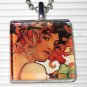 Art Glass Pendant Necklace Alphonse Mucha Goddess Fruit