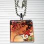 Art Glass Pendant Necklace Alphonse Mucha Goddess Fruit