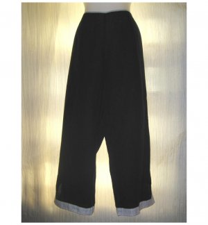 SOLITAIRE Black LINEN Wide Leg Floods Pants X-Large XL