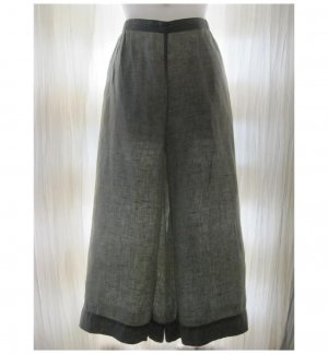 Jeanne Engelhart FLAX Green LINEN Floods Pants Medium M