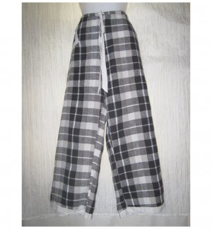 SOLITAIRE Boutique Plaid LINEN Wide Leg Floods Pants X-large XL