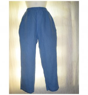 FLAX by Jeanne Engelhart Long Blue Linen Pants Petite P