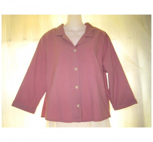 Jeanne Engelhart FLAX Shapely Pink Cotton Button Top Shirt Medium M