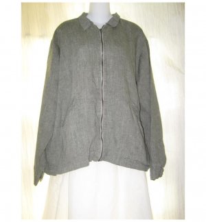 Haymaker Engalhart FLAX Gray Green Linen Lined Zip Jacket Medium M