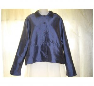 FLAX Blue Silk Skirted Button Shirt Tunic Top Jacket Small S