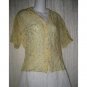 FLAX by Jeanne Engelhart Shapely Yellow Floral Rayon Button Top Shirt Medium M