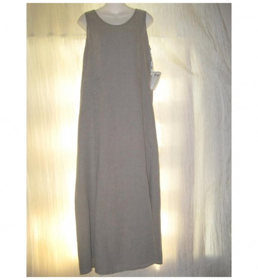 NWT FLAX Long Shapely Oatmeal Linen Slip Dress Jeanne Engalhart Small S