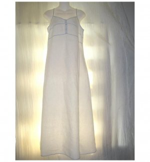 Flax Soft White LINEN Slip Dress Jeanne Engelhart Small S