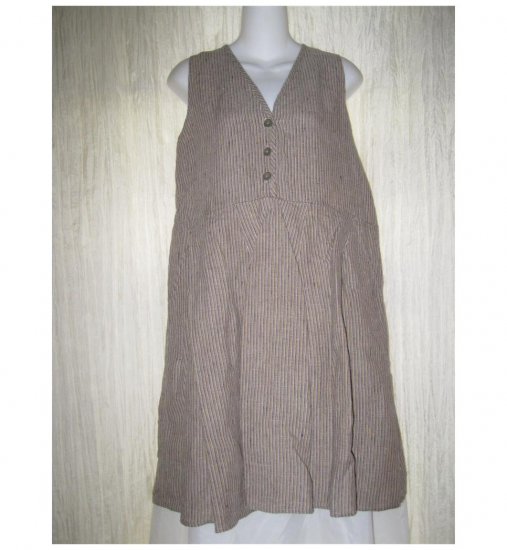FLAXseeds by Angelheart FLAX Striped LINEN Slip Dress Large L
