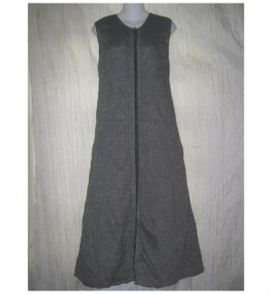 FLAX by Jeanne Engelhart Shapely Black Waves Linen Snappy Dress Large L