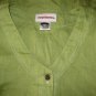NWT Solitaire FLAX Green Linen Button Shirt Tunic Top Large L