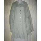 Jeanne Engelhart FLAX Green Linen Skirted Button Tunic Top Shirt Generous