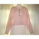 FLAX Pink Cropped Linen Button Shirt Top Jeanne Engelhart Small S