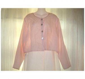 FLAX Pink Cropped Linen Button Shirt Top Jeanne Engelhart Small S