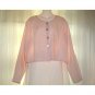 FLAX Pink Cropped Linen Button Shirt Top Jeanne Engelhart Small S