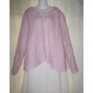 FLAX Pink Fluttery Linen Button Shirt Top Jeanne Engelhart 1G