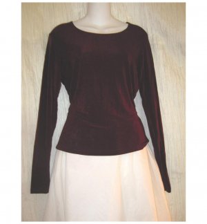 FLAX by Jeanne Engelhart Red Slinky Tunic Top Shirt Small S