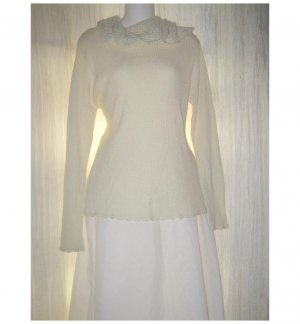 April Cornell Pale Butter Cream Turtleneck Sweater Top Large L