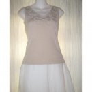 NWT Cache Soft Beige Knit Rosette Sweater Tank Top Small S