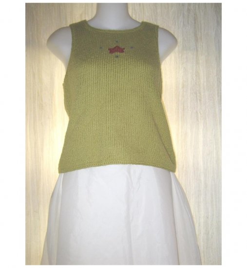 Planet Earth Imports Green Cotton Sweater Tank Top Small S