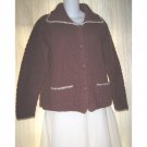 April Cornell Cozy Brown Nylon Wool Cardigan Sweater Small S