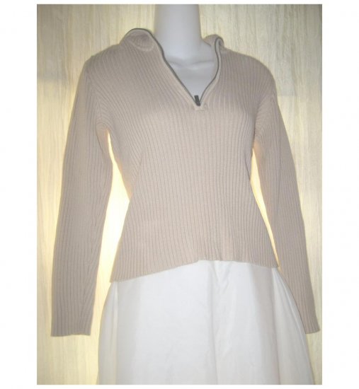 Ralph Lauren Cream Cotton Zip Top Pullover Sweater Small S