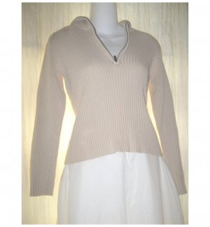 Ralph Lauren Cream Cotton Zip Top Pullover Sweater Small S