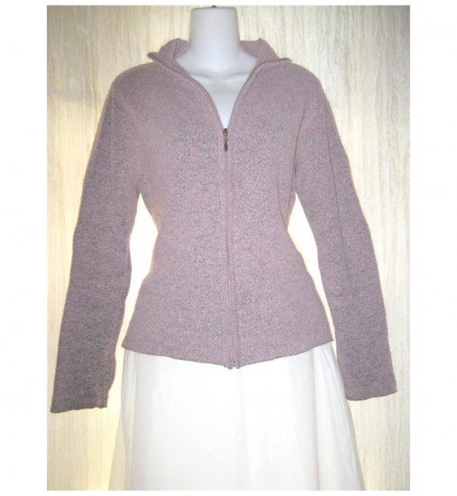 Soft Pink Zip Nubby Knit Cardigan Sweater Small Medium S M