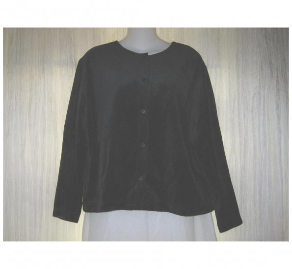 Basic Threads Soft Black Velor Button Jacket Shirt Top Large L