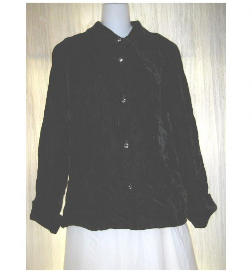 Vintage Elinor Gay Shapely Black Velvet Button Shirt Top S M