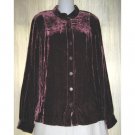 J. Jill Soft Shapely Burgundy Silk Velvet Button Shirt Tunic Top X-Small XS