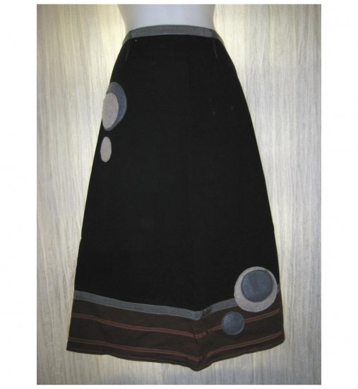 Neesh by D.A.R. Long A-Line Black Felted Circles Skirt Medium M