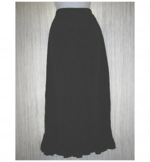 Putumayo Elegant Long Black Fluttery Ruffle Trim Rayon Skirt Medium M