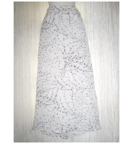 FLAX by Jeanne Engelhart Long Black & White Floral Wisp Wrap Skirt Large L